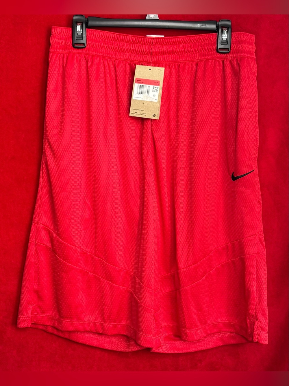 Nike Dri-FIT Knit Basketball Shorts Crimson Red Mesh Pockets NWT Large